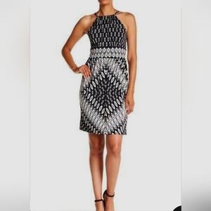 Nwot London Times Black and White Geometric Mini Dress SZ 8